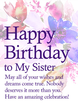 May your dreame true happy birthday wishes card for sister