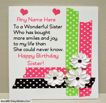 Beautiful birthday wishes for sister with name amp photo