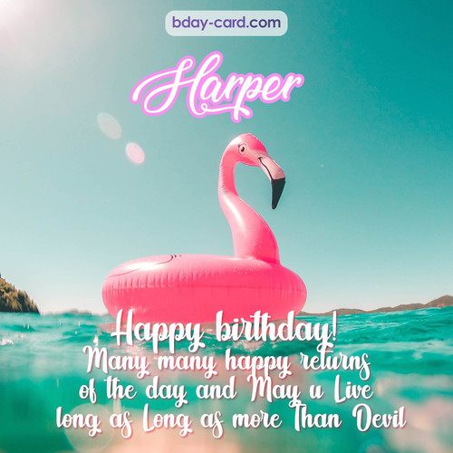 Happy Birthday pic for Harper with flamingo