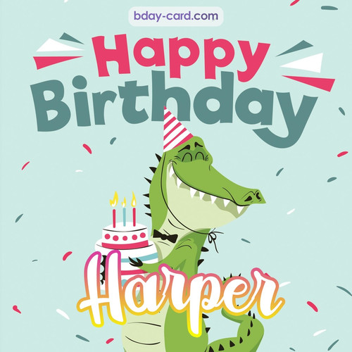 Happy Birthday images for Harper with crocodile