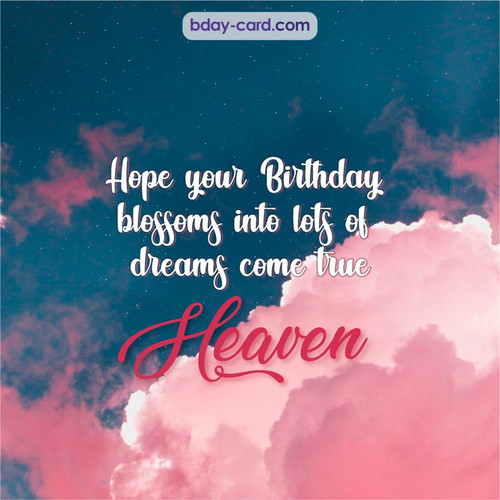 Birthday pictures for Heaven with clouds