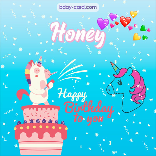 Happy Birthday pics for Honey with Unicorn