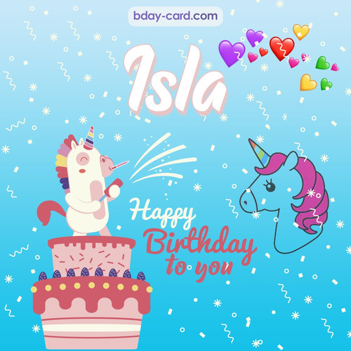 Happy Birthday pics for Isla with Unicorn