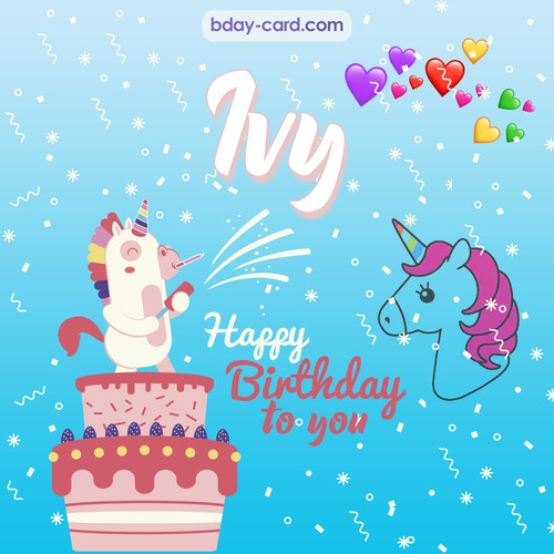 Happy Birthday pics for Ivy with Unicorn