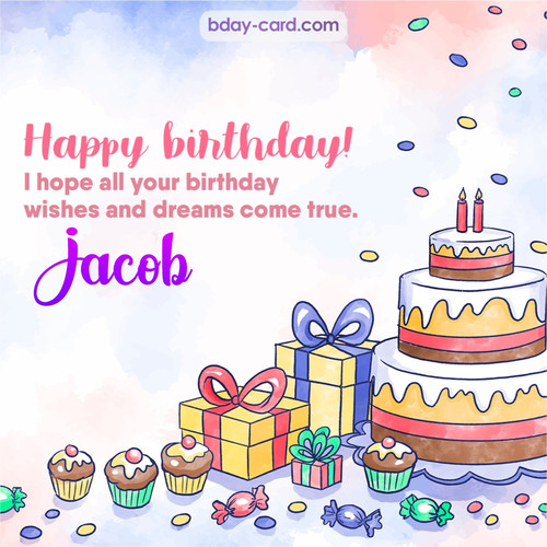 Greeting photos for Jacob with cake