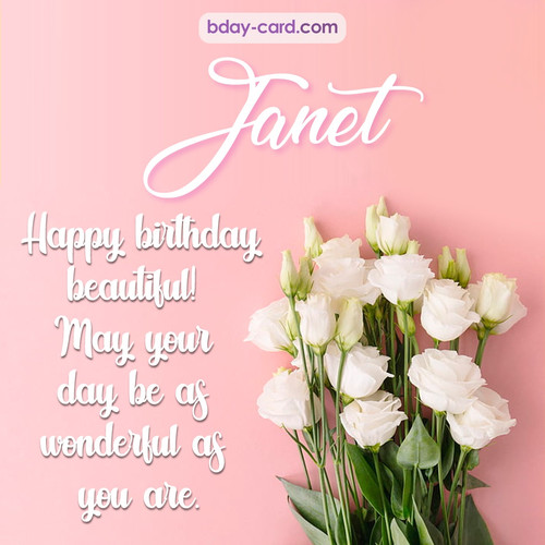 Beautiful Happy Birthday images for Janet with Flowers