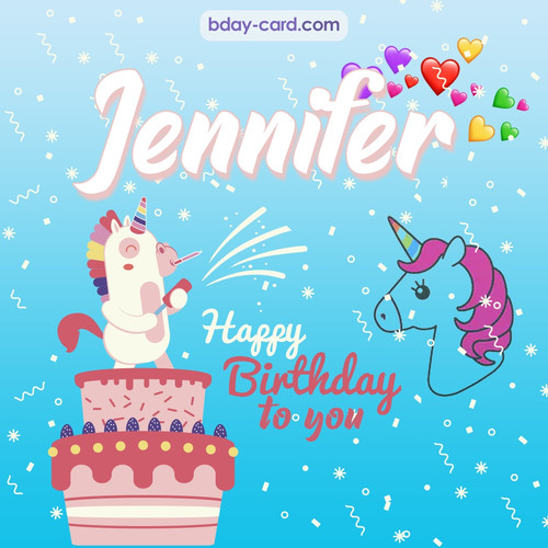Happy Birthday pics for Jennifer with Unicorn