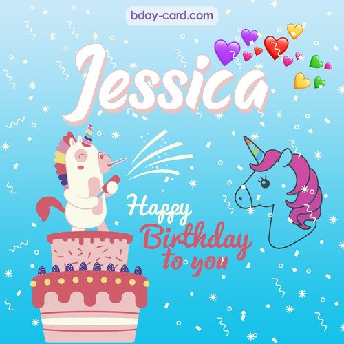 Happy Birthday pics for Jessica with Unicorn