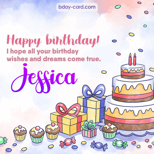 Greeting photos for Jessica with cake