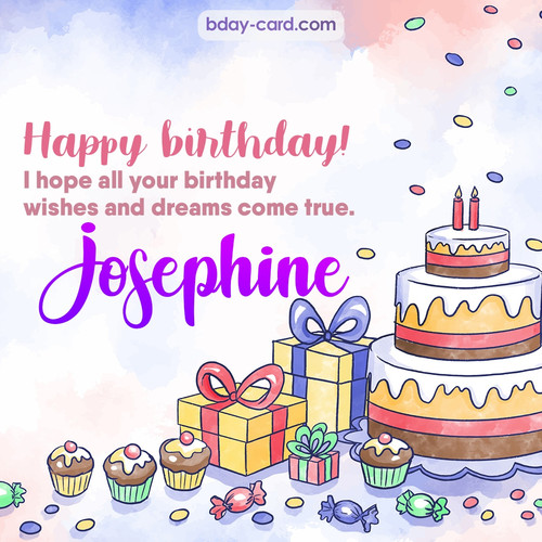 Greeting photos for Josephine with cake
