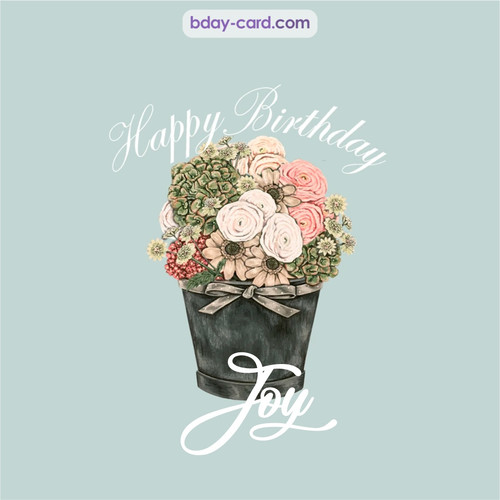 Birthday pics for Joy with Bucket of flowers