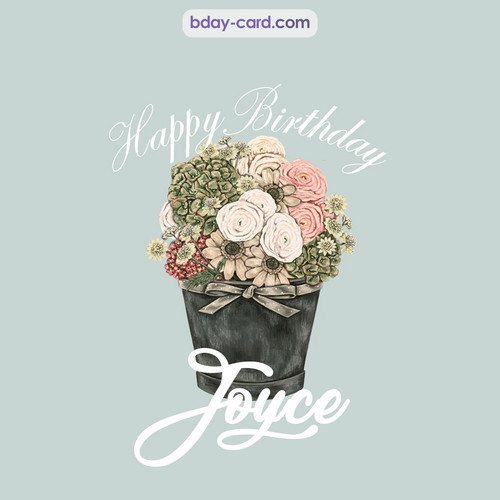 Birthday pics for Joyce with Bucket of flowers