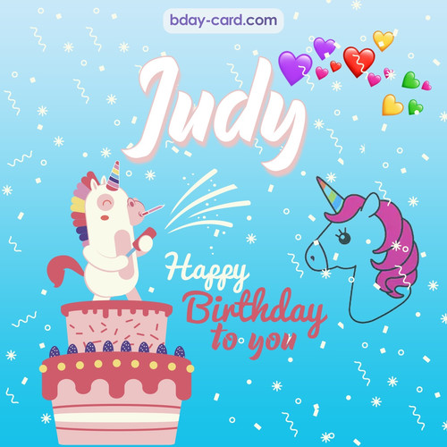 Happy Birthday pics for Judy with Unicorn