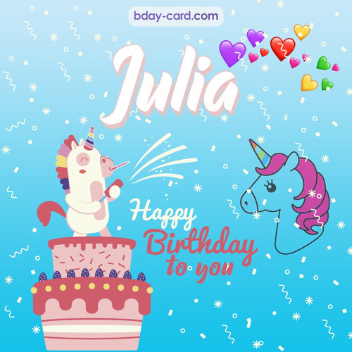 Happy Birthday pics for Julia with Unicorn
