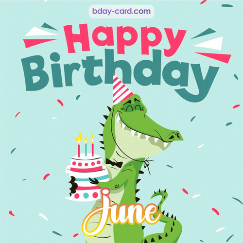 Happy Birthday images for June with crocodile