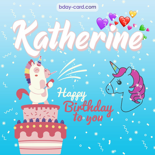Happy Birthday pics for Katherine with Unicorn