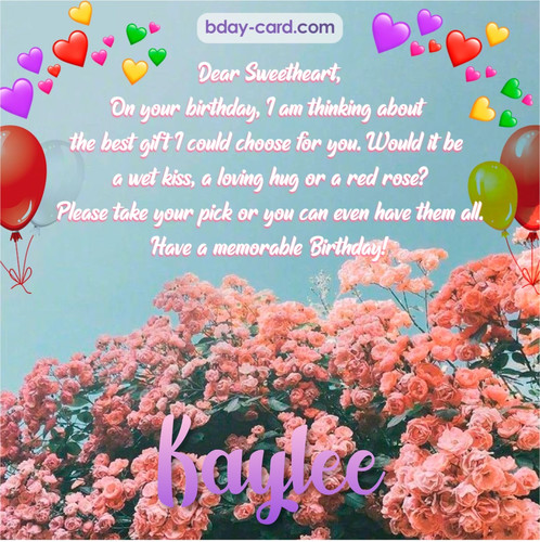 Birthday pic for Kaylee with roses