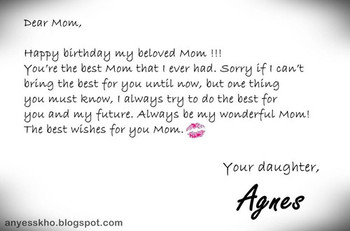 Birthday letter to mom from daughter letters font