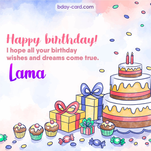 Greeting photos for Lama with cake
