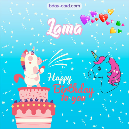 Happy Birthday pics for Lama with Unicorn