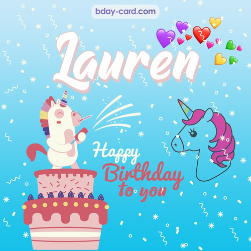 Happy Birthday pics for Lauren with Unicorn