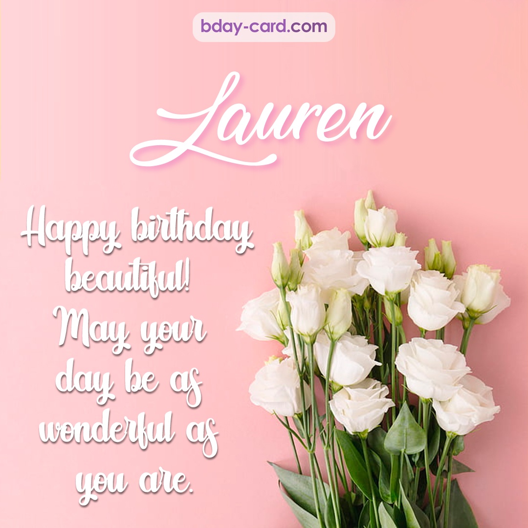 Beautiful Happy Birthday images for Lauren with Flowers
