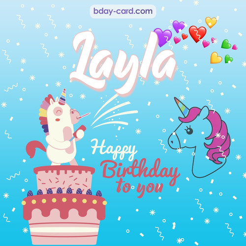 Happy Birthday pics for Layla with Unicorn