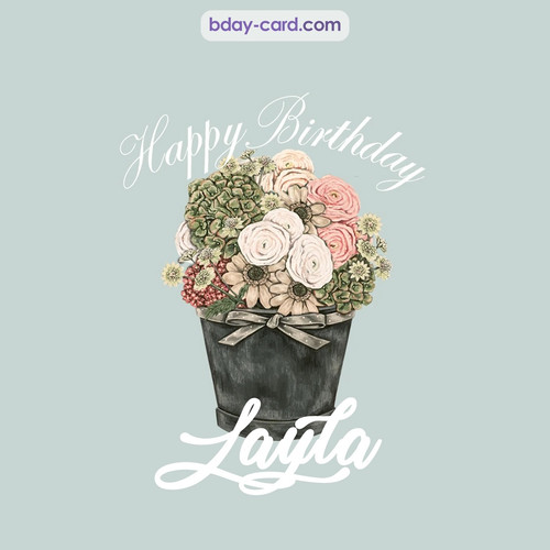 Birthday pics for Layla with Bucket of flowers