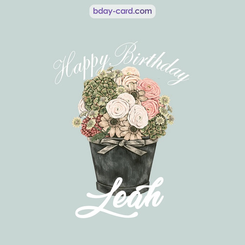 Birthday pics for Leah with Bucket of flowers
