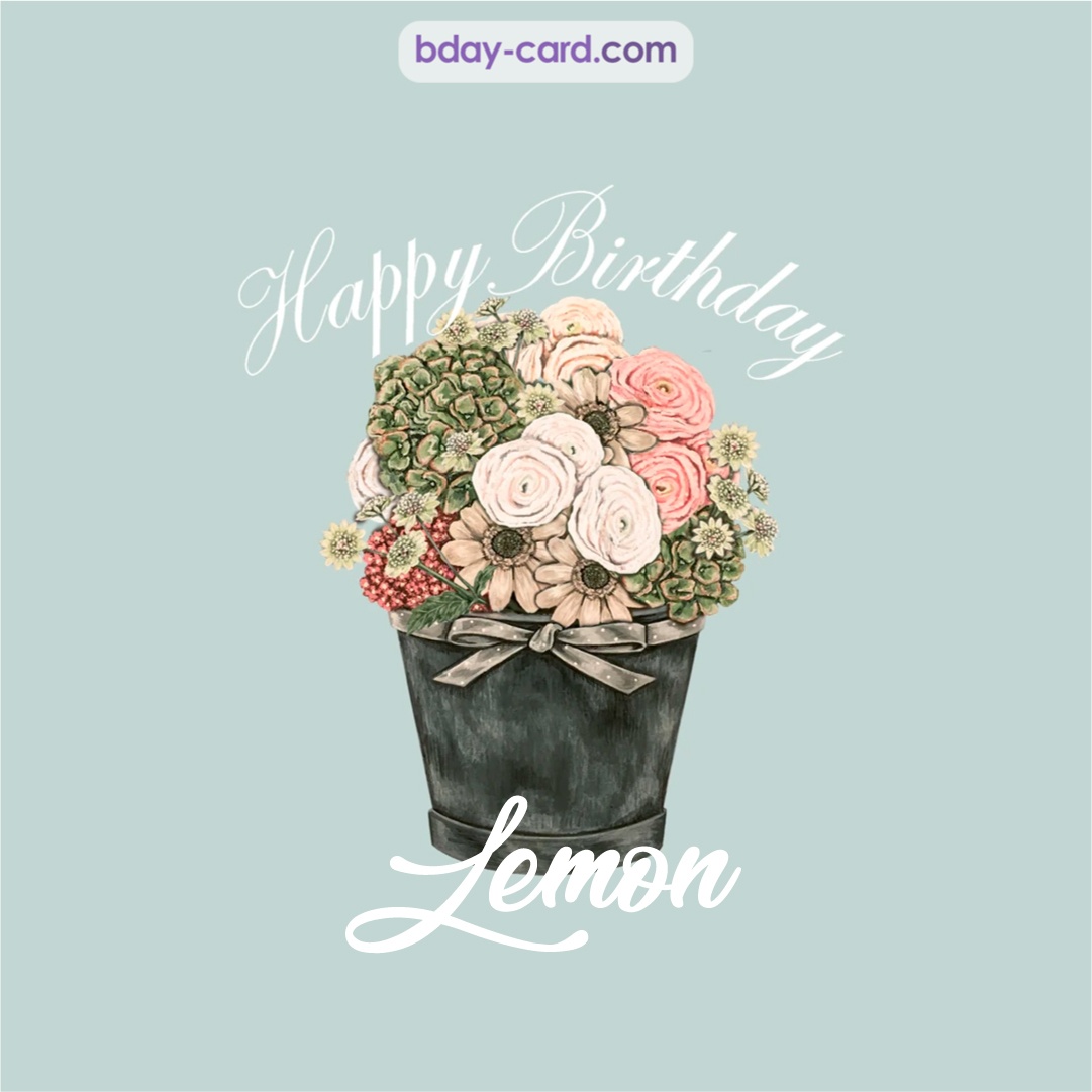 Birthday pics for Lemon with Bucket of flowers