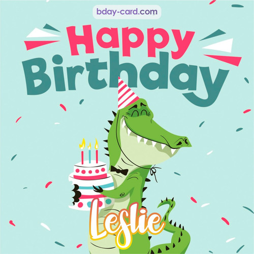 Happy Birthday images for Leslie with crocodile