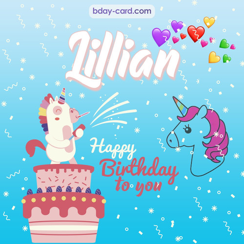 Happy Birthday pics for Lillian with Unicorn