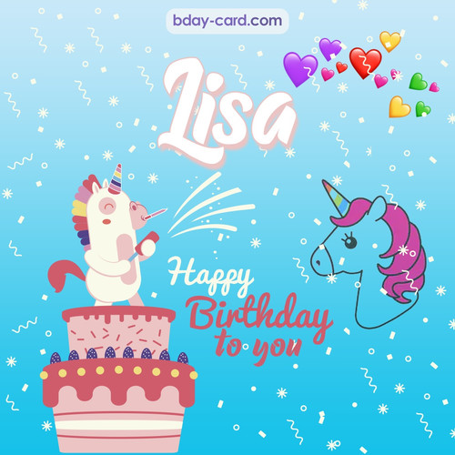 Happy Birthday pics for Lisa with Unicorn