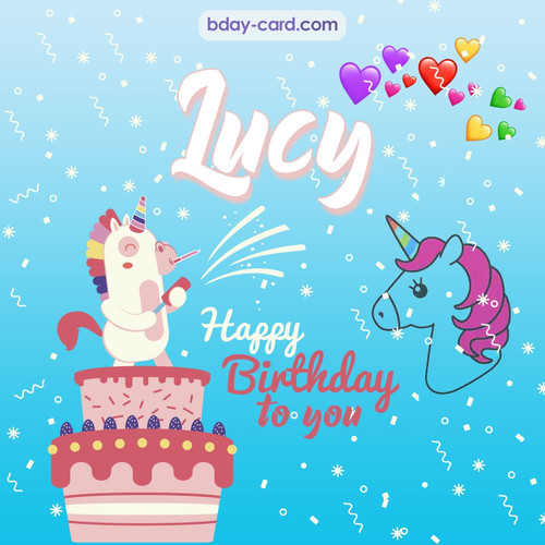 Happy Birthday pics for Lucy with Unicorn
