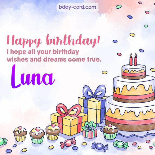 Greeting photos for Luna with cake