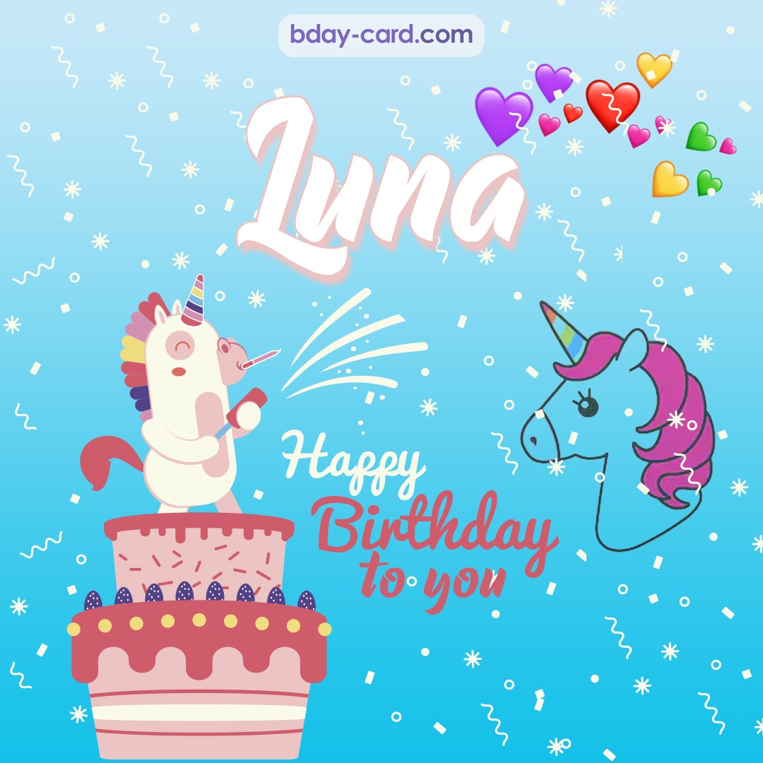 Happy Birthday pics for Luna with Unicorn