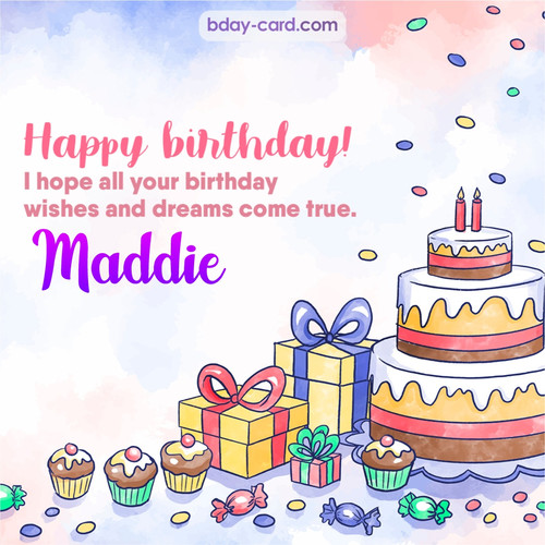 Greeting photos for Maddie with cake