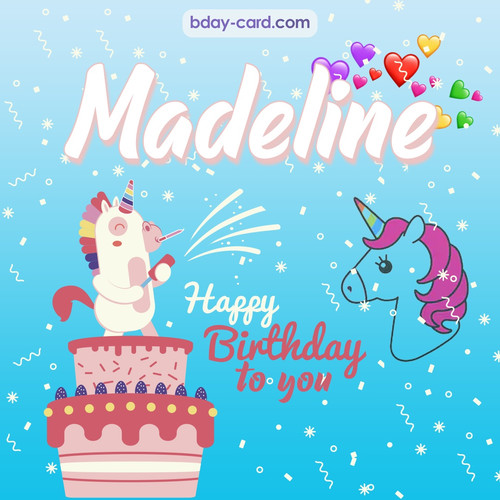 Happy Birthday pics for Madeline with Unicorn