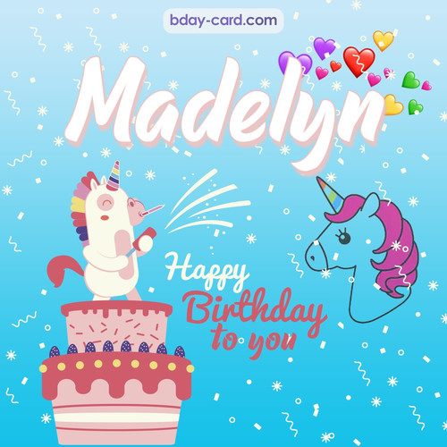Happy Birthday pics for Madelyn with Unicorn