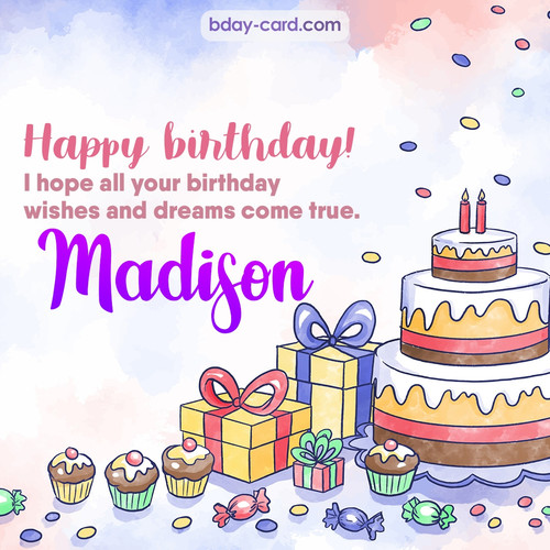 Greeting photos for Madison with cake