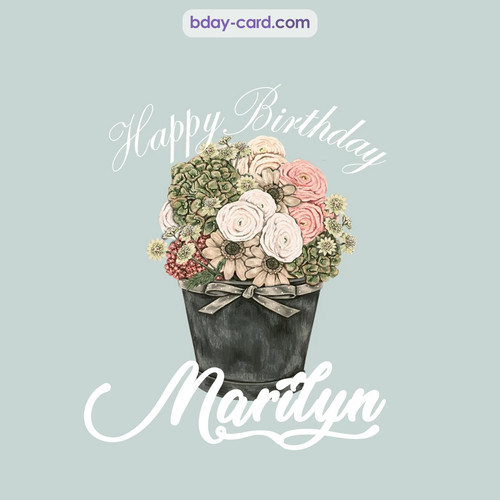 Birthday pics for Marilyn with Bucket of flowers