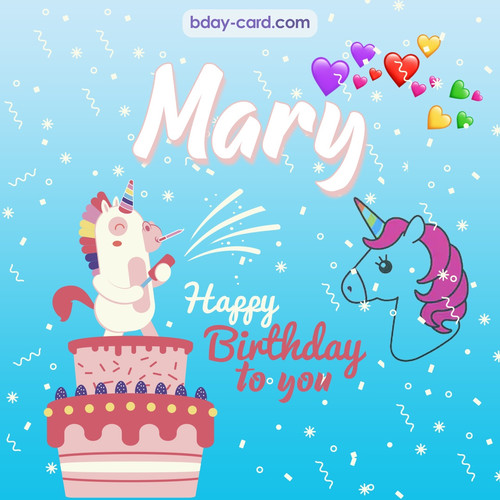 Happy Birthday pics for Mary with Unicorn