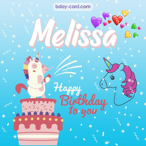 Happy Birthday pics for Melissa with Unicorn
