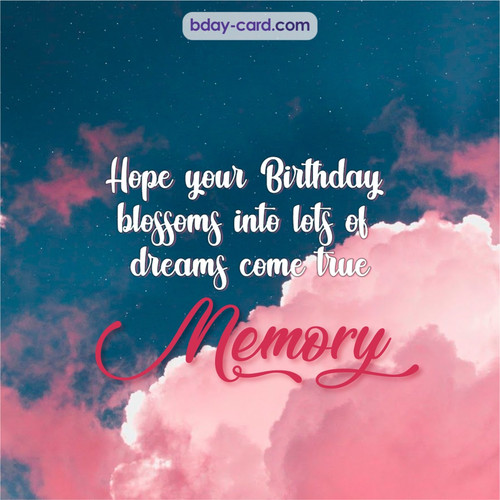 Birthday pictures for Memory with clouds