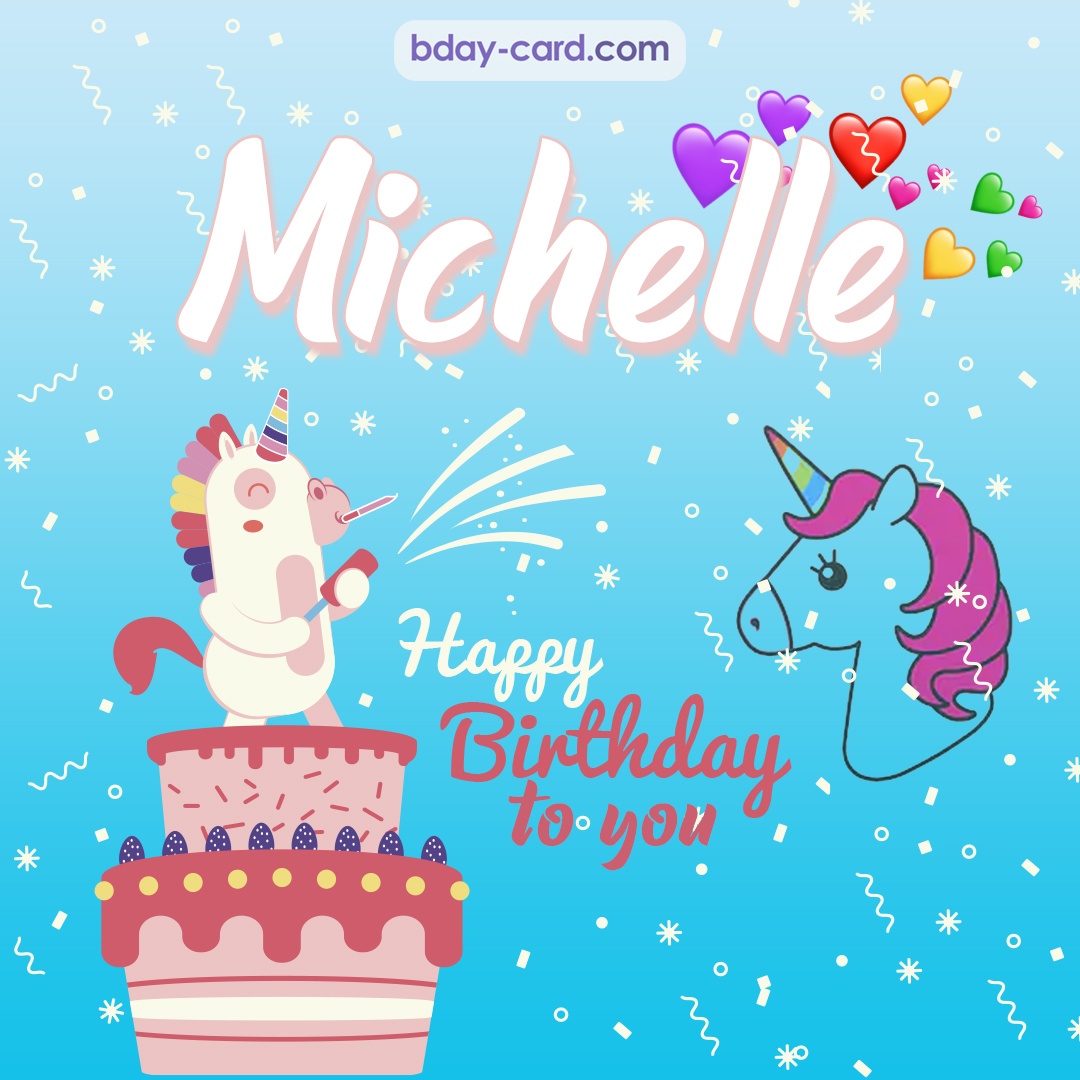 Happy Birthday pics for Michelle with Unicorn