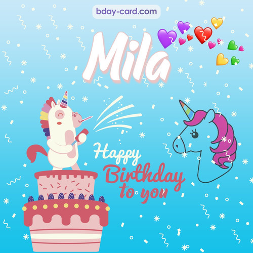 Happy Birthday pics for Mila with Unicorn