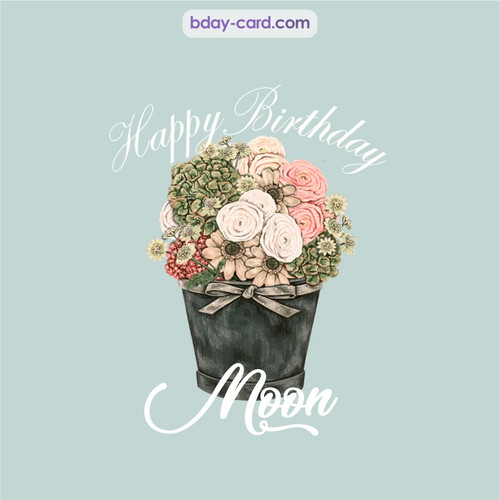 Birthday pics for Moon with Bucket of flowers