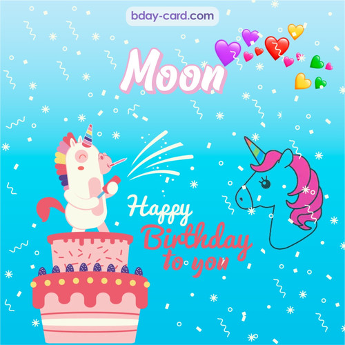 Happy Birthday pics for Moon with Unicorn