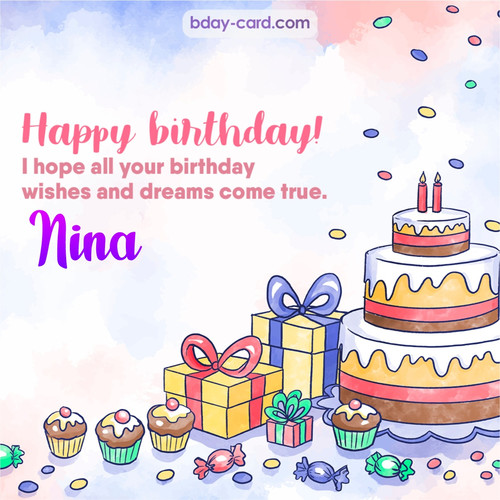 Greeting photos for Nina with cake