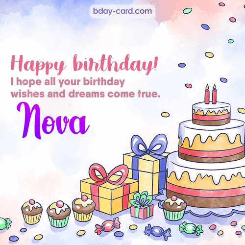 Greeting photos for Nova with cake